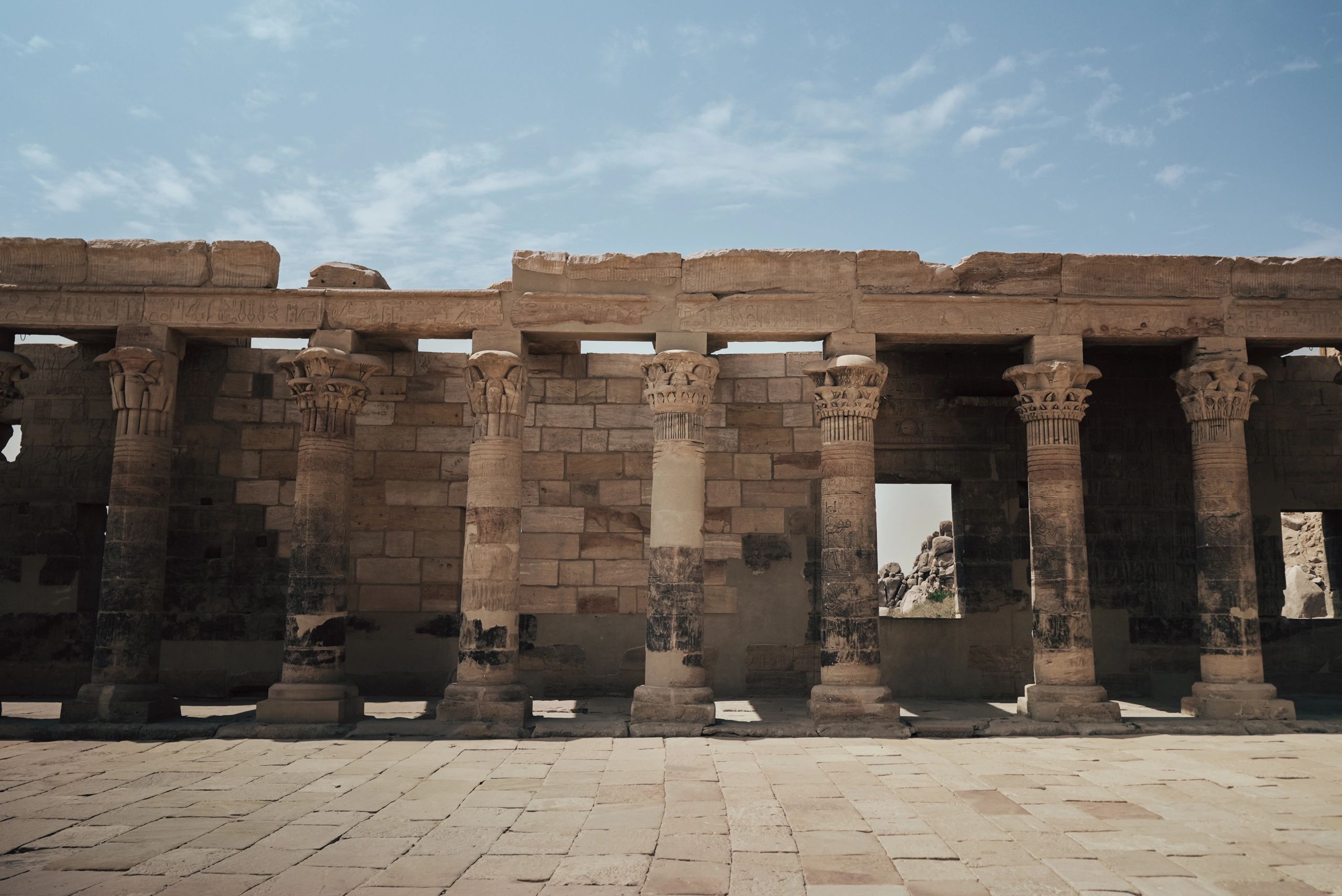 Historic Egyptian temple columns